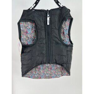 BOBS From Skechers Reversible Dog Puffer Vest With Fun Print Size S Black & Mult